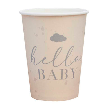 Disposable baby shower drink cups neutral décor welcome baby party