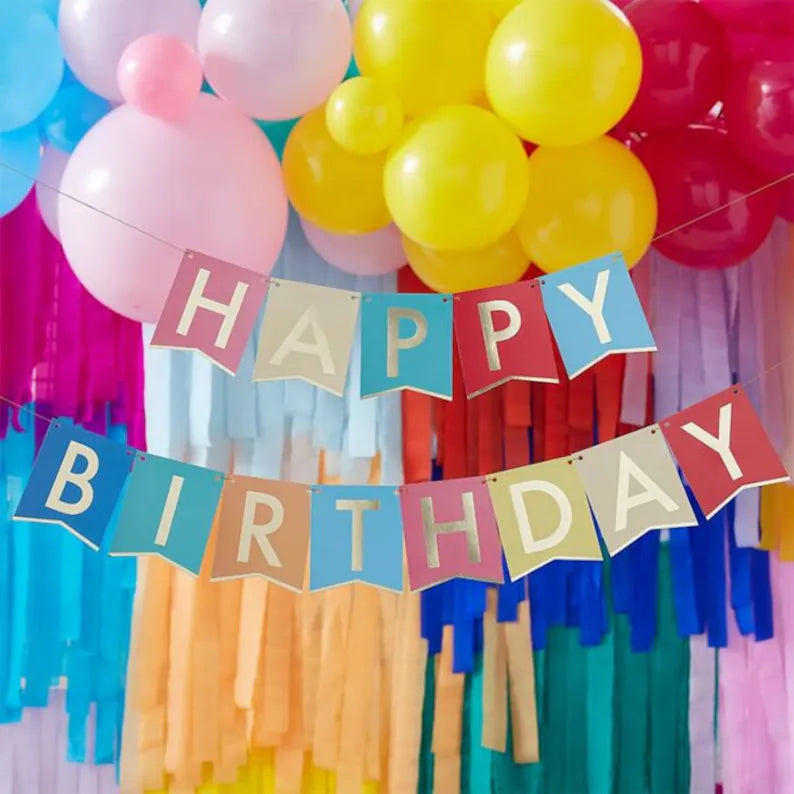 Colourful Happy Birthday Party Banner Decoration - party supplies and decorations from Party & Pout Australia
