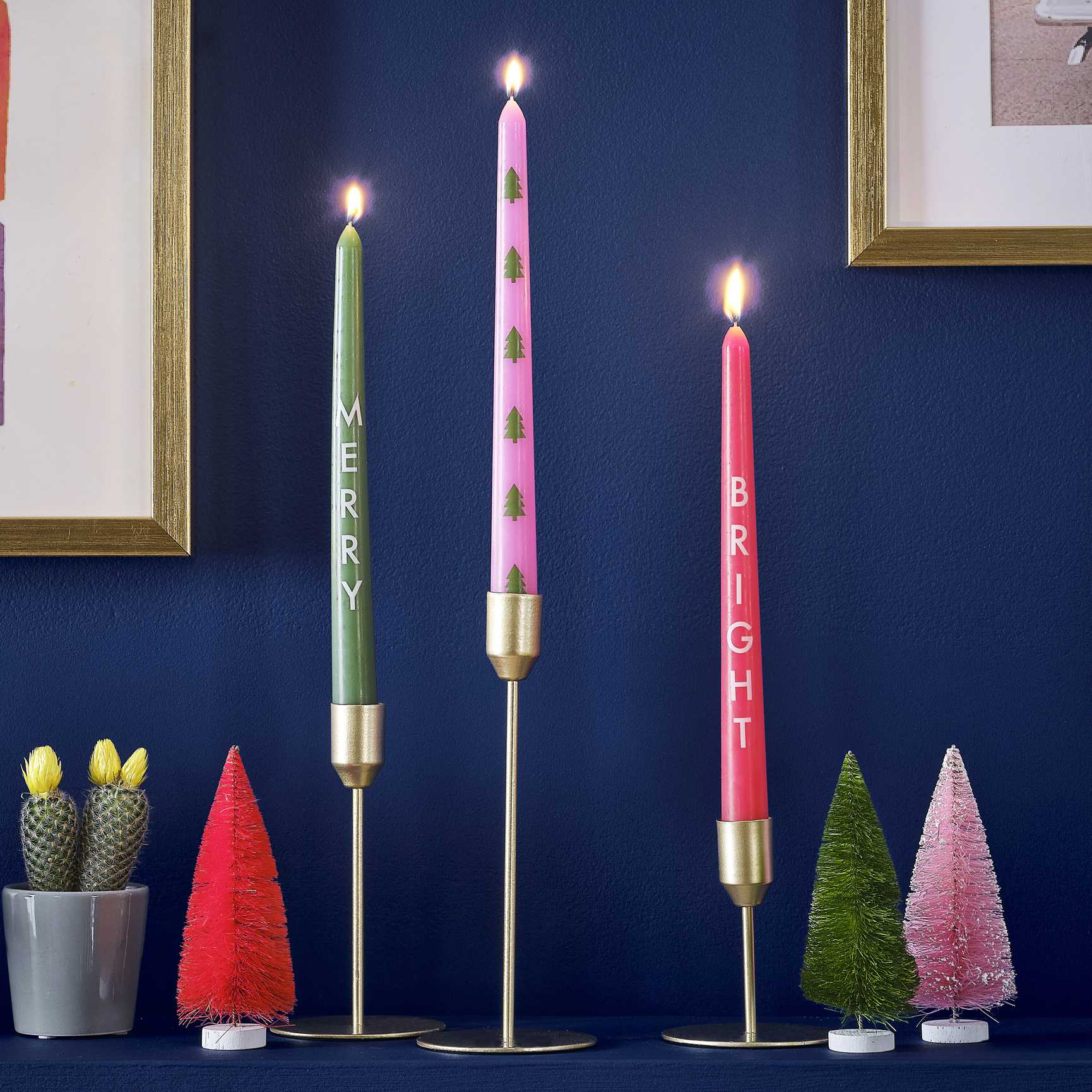 festive taper candles assorted colours – holiday home styling aus