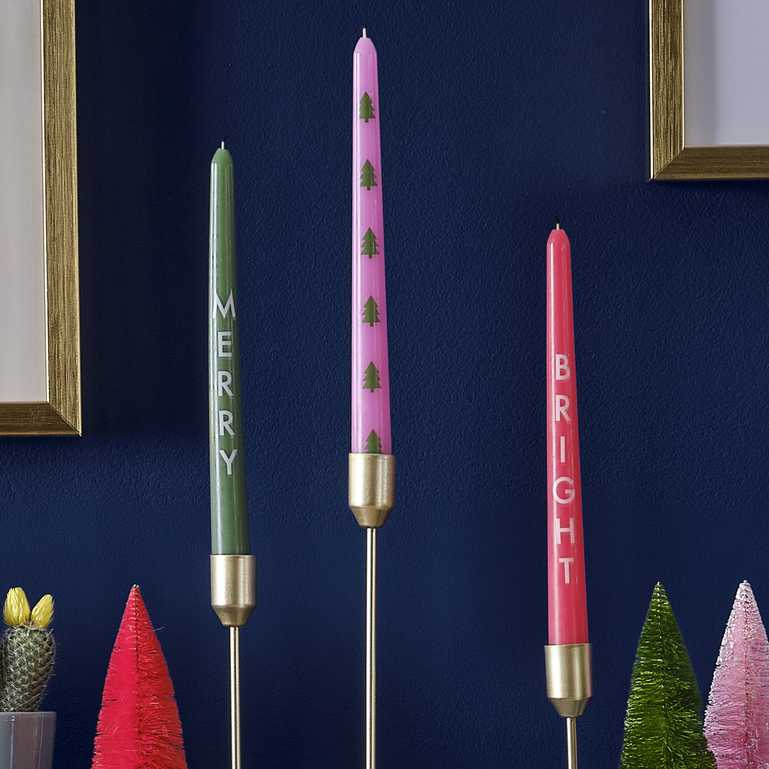 Merry and Bright dinner candles set – Christmas table décor australia