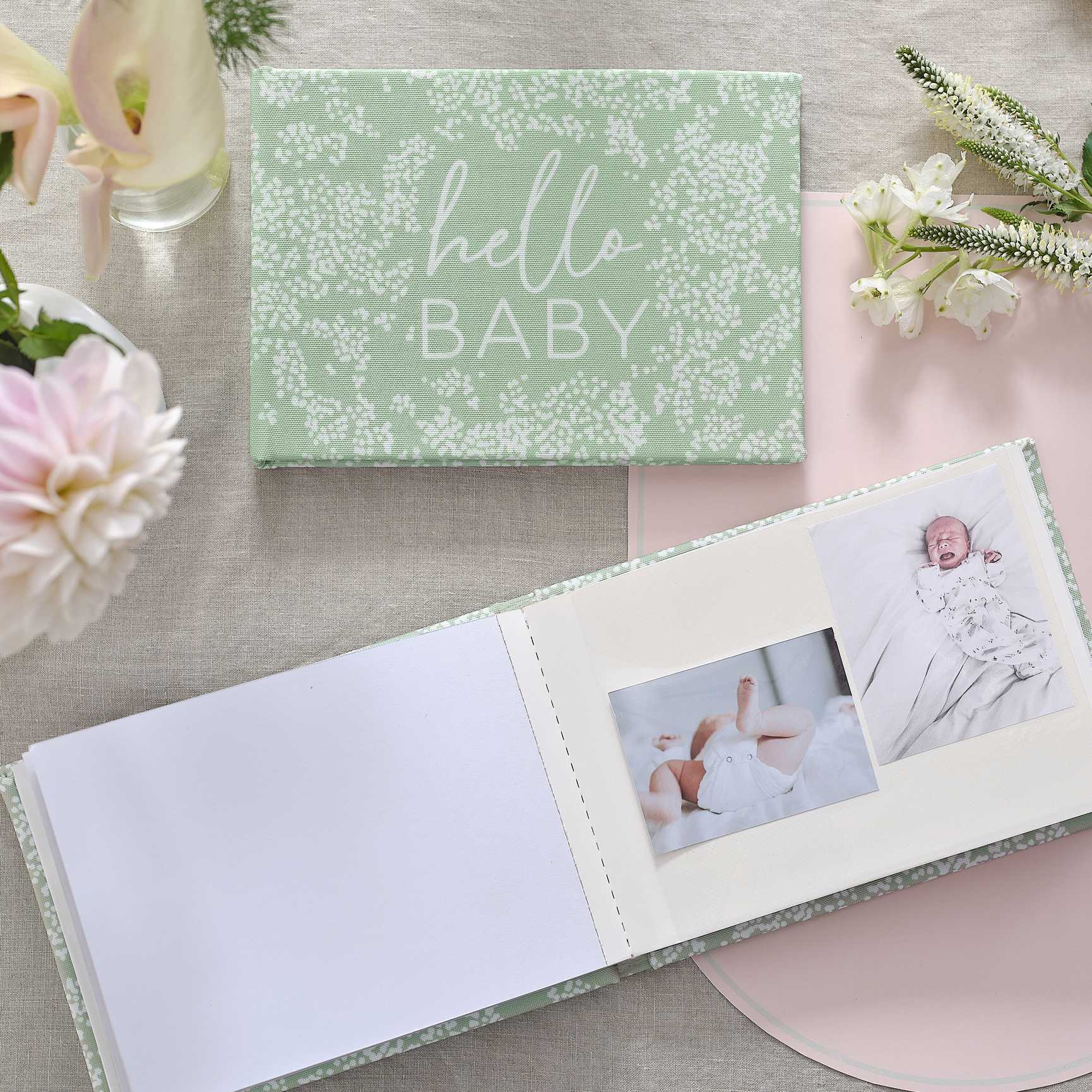 Mint Green Floral Fabric Baby Shower Photo Album - gifts, keepsakes and party presents from Party & Pout Australia