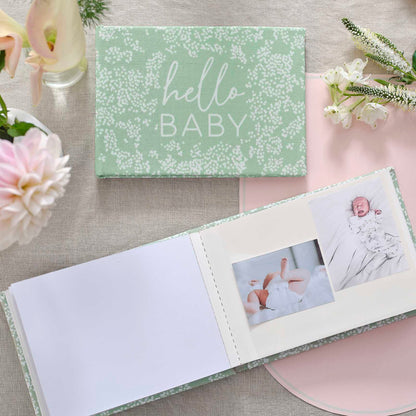 Mint Green Floral Fabric Baby Shower Photo Album - gifts, keepsakes and party presents from Party & Pout Australia