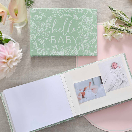Mint Green Floral Fabric Baby Shower Photo Album - gifts, keepsakes and party presents from Party & Pout Australia