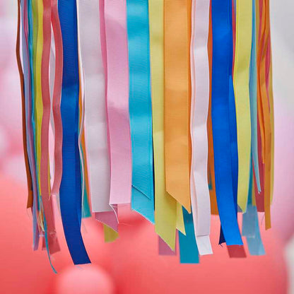 Colourful hanging streamer hoop ceiling decoration for kids’ parties and events Australia