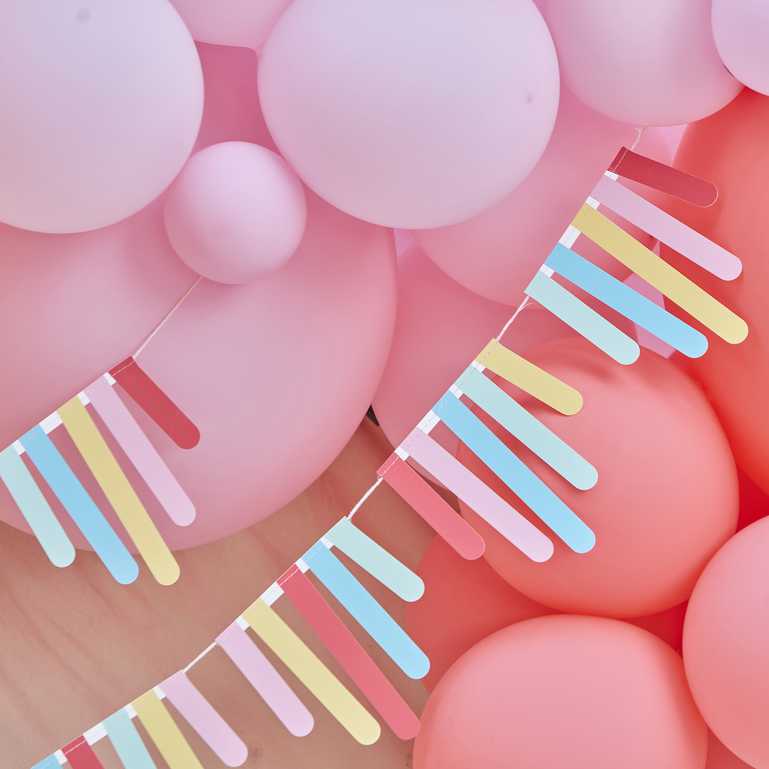 Rainbow card fringe bunting for birthday parties kids events decoration