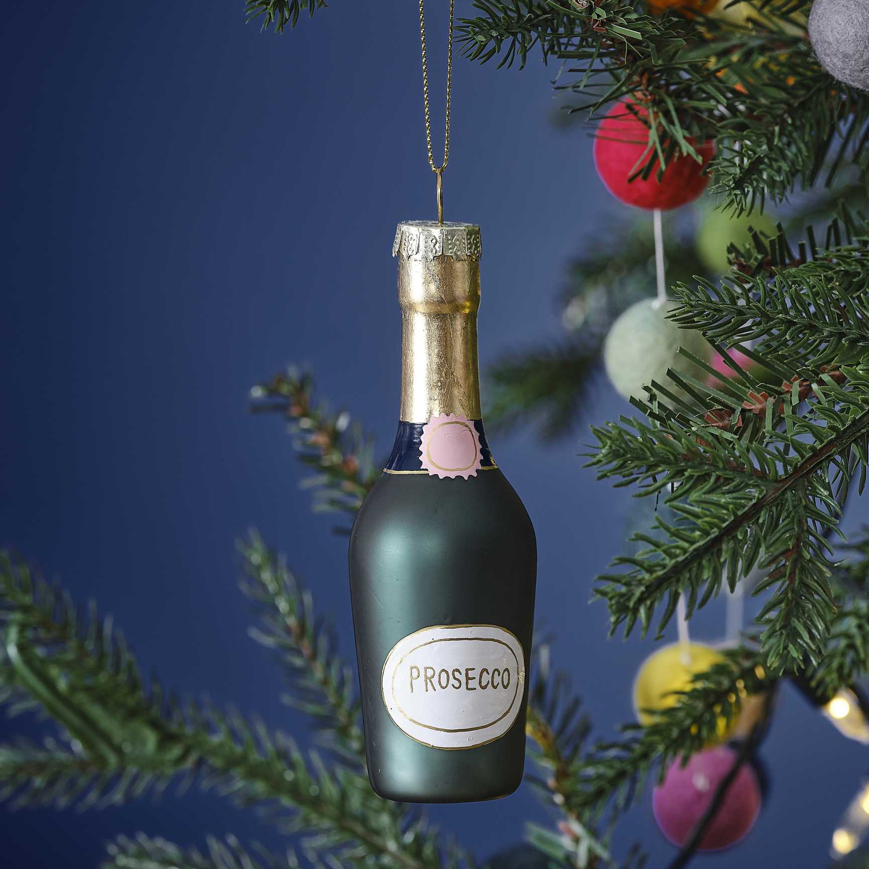 prosecco bottle christmas ornament – festive party décor australia