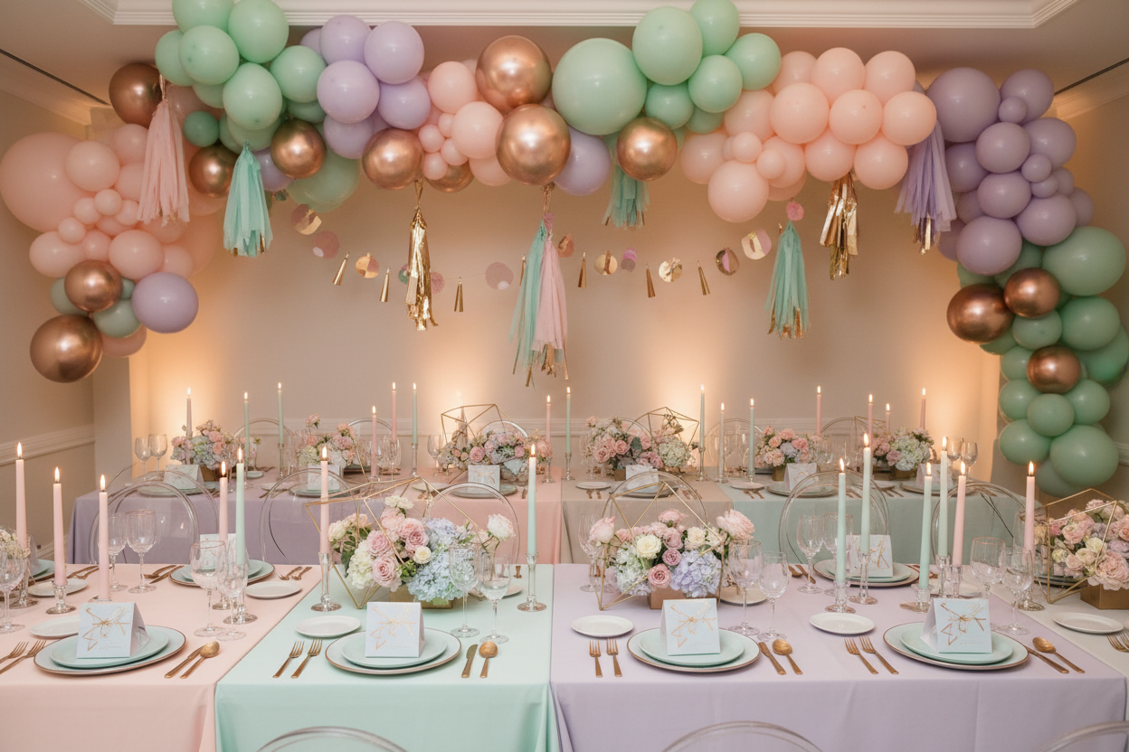 pastel colours theme party decorations make it luxe and modern