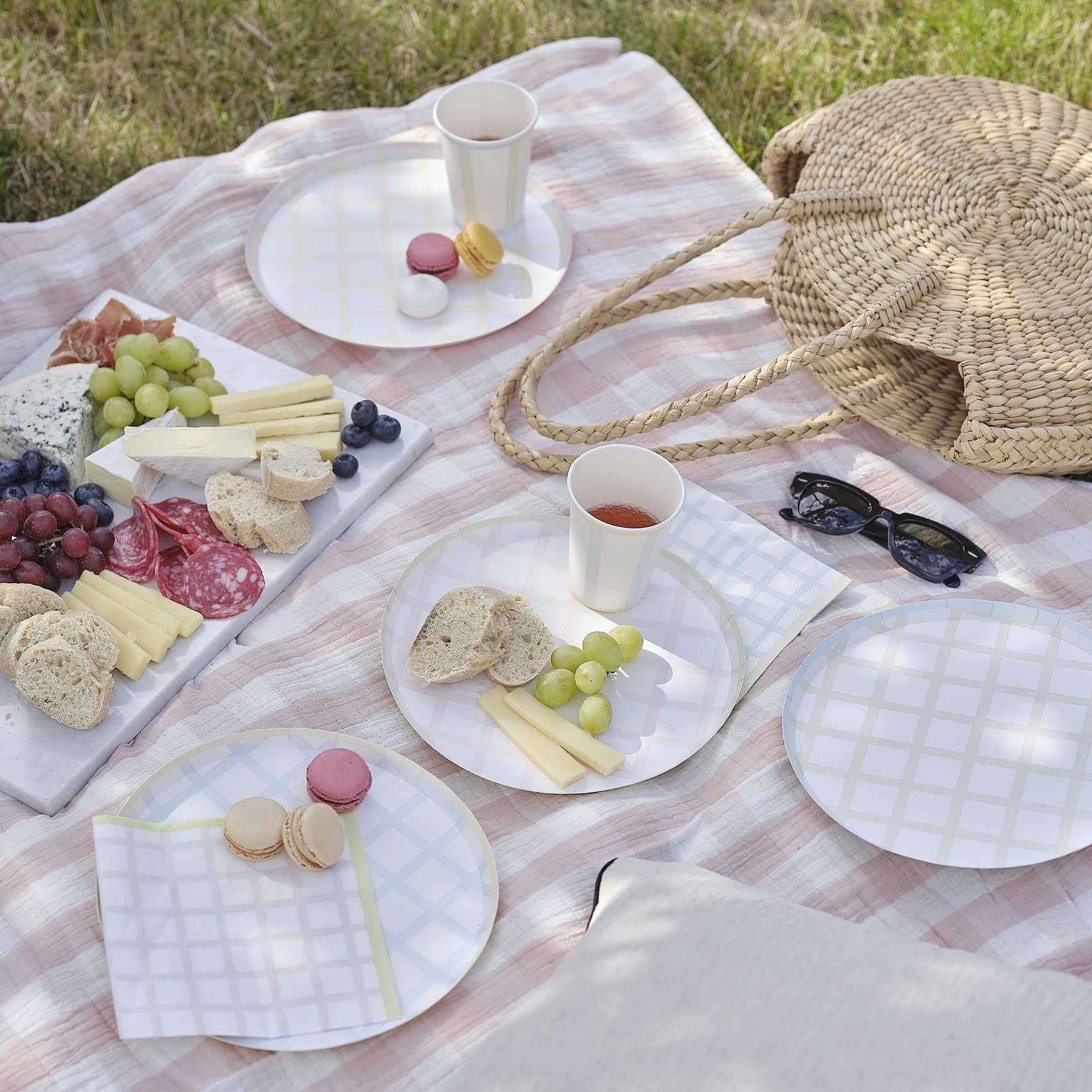 Pastel Gingham Paper Party Plates - party supplies and decorations from Party & Pout Australia