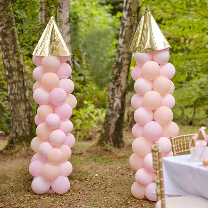 Pink and gold castle balloon arch DIY kit for princess party celebrations