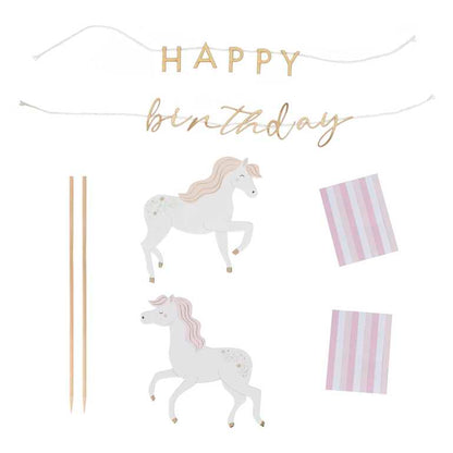 Kids party cake topper princess horse theme birthday supplies Australia
