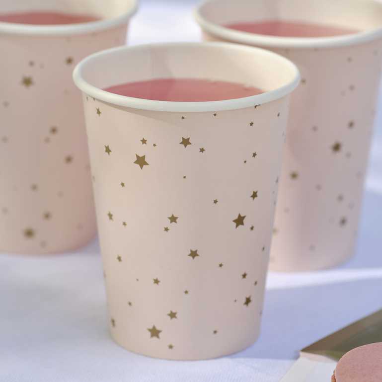 Pink and Gold Star Paper Party Cups kids birthday party décor Australia