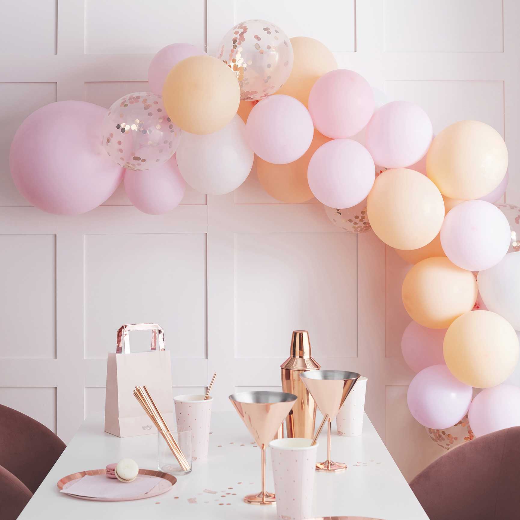 matte peach and pink balloon arch garland party backdrop