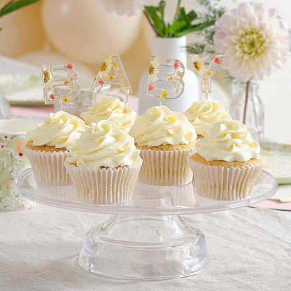 Pressed Flower BABY Letters Cupcake Cake Topper - party cups and drinkware from Party & Pout Australia
