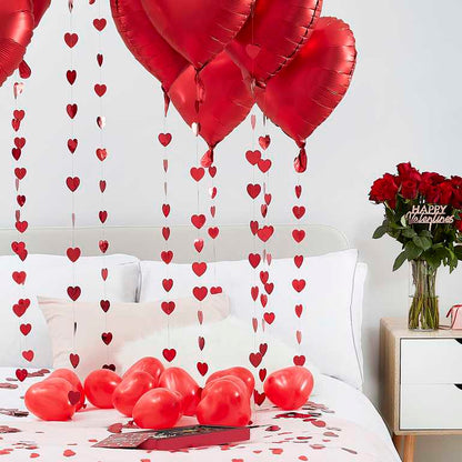 romantic heart balloon set with tassels and confetti party decoration