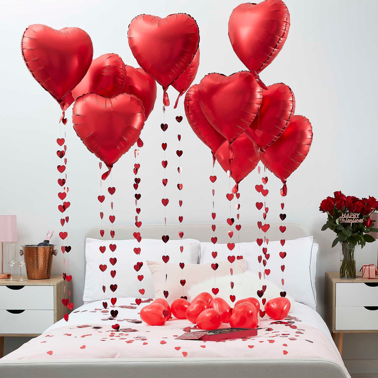 Valentines Day balloon decoration kit red pink heart balloons and streamers