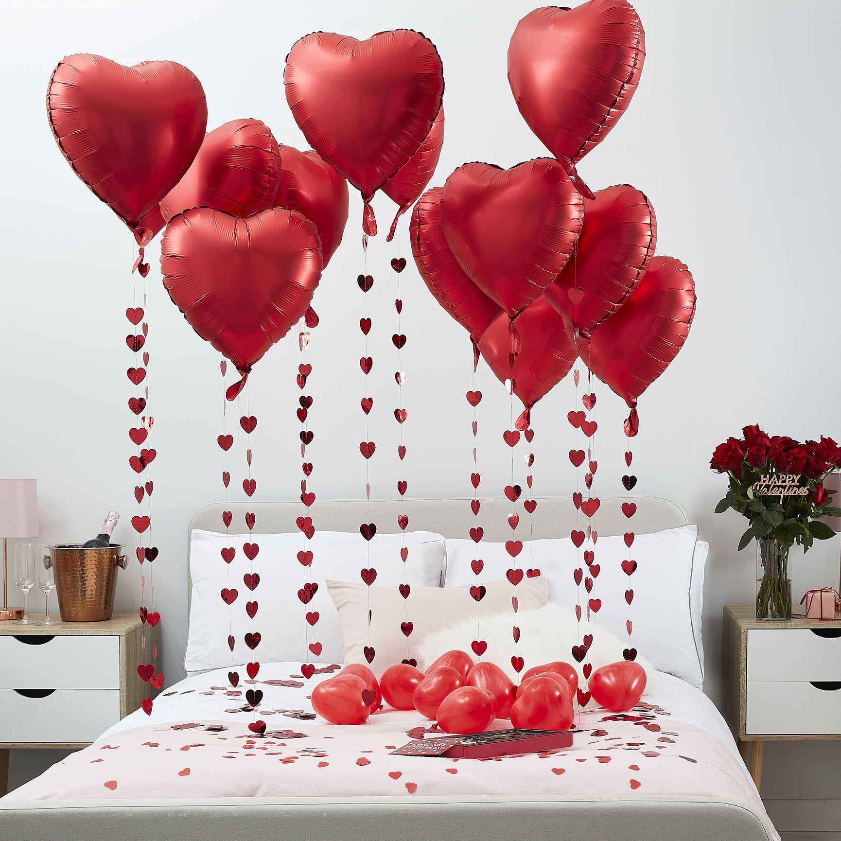 Valentines Day balloon decoration kit red pink heart balloons and streamers