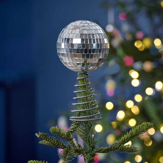 disco ball tree star topper – Xmas party supplies