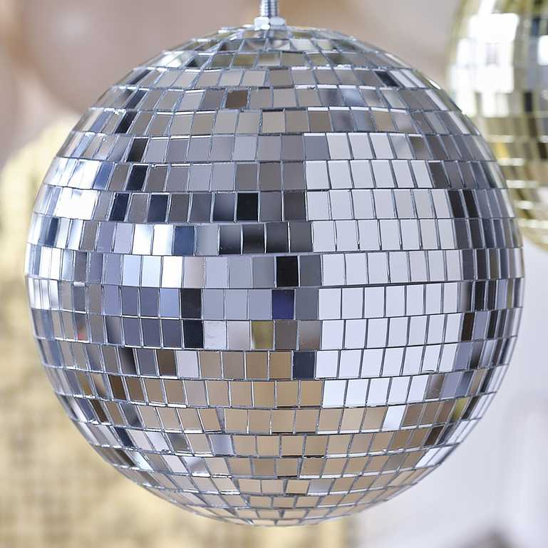 mirrored disco ball party decoration for birthday or dance events