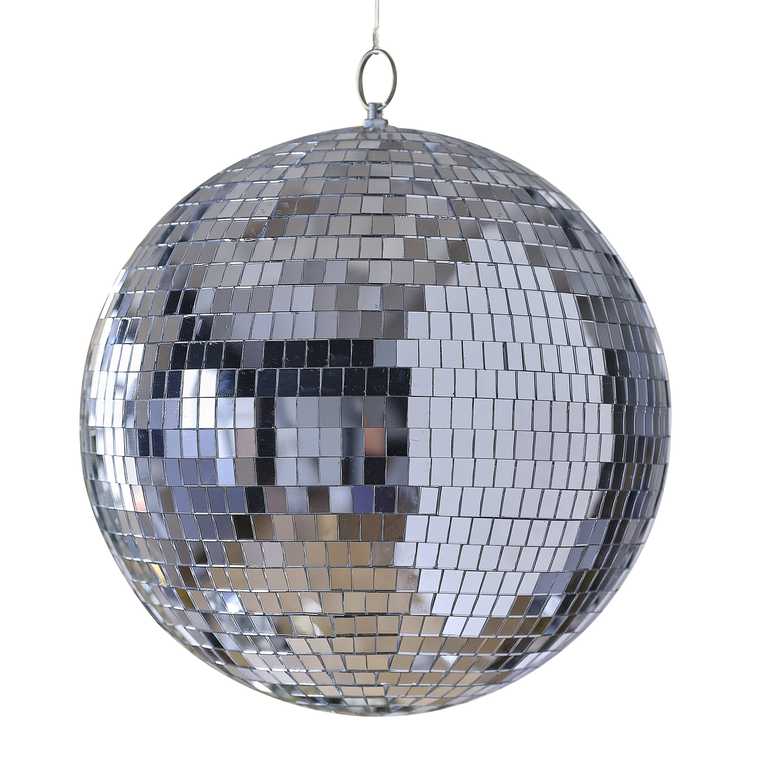 large silver disco ball hanging decoration for parties