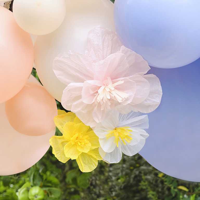 Pastel balloon garland pastel balloons and paper flowers backdrop décor