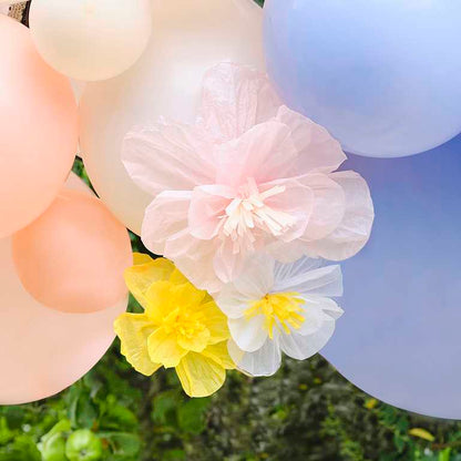 Pastel balloon garland pastel balloons and paper flowers backdrop décor