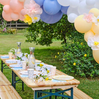 Clear balloons with pastel floral print kids party decorations
