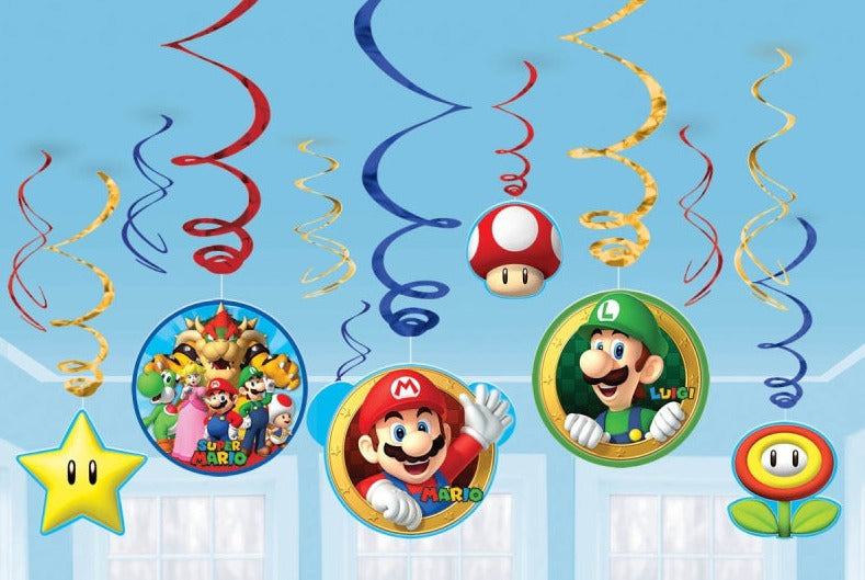 Super Mario Bros Swirl Party Decorations - party supplies and decorations from Party & Pout Australia