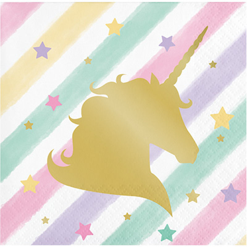 Magical Unicorn Birthday Party Napkins Pk 16 - party napkins and serviettes from Party & Pout Australia