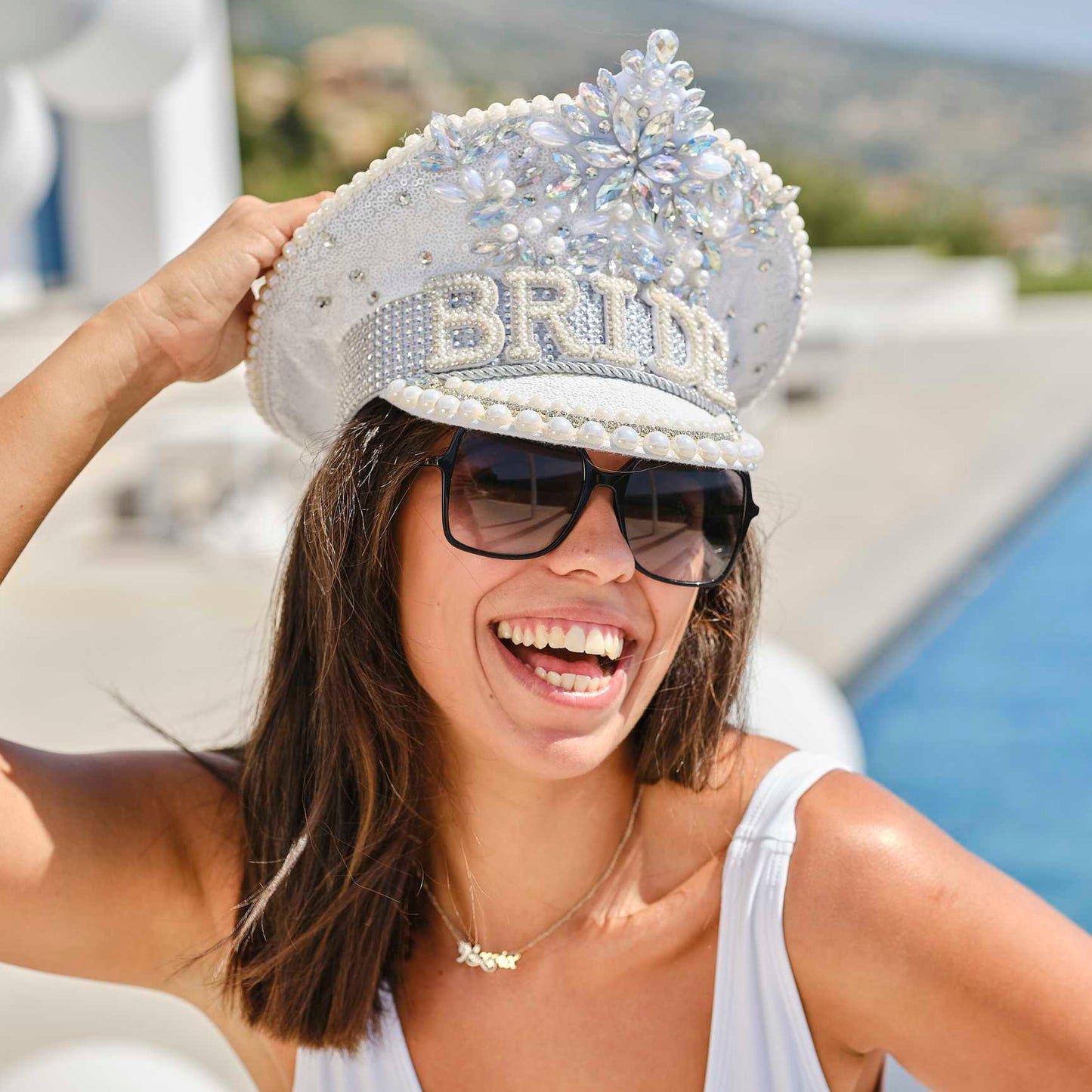 Rhinestone pearl bride hen party hat bachelorette party Australia