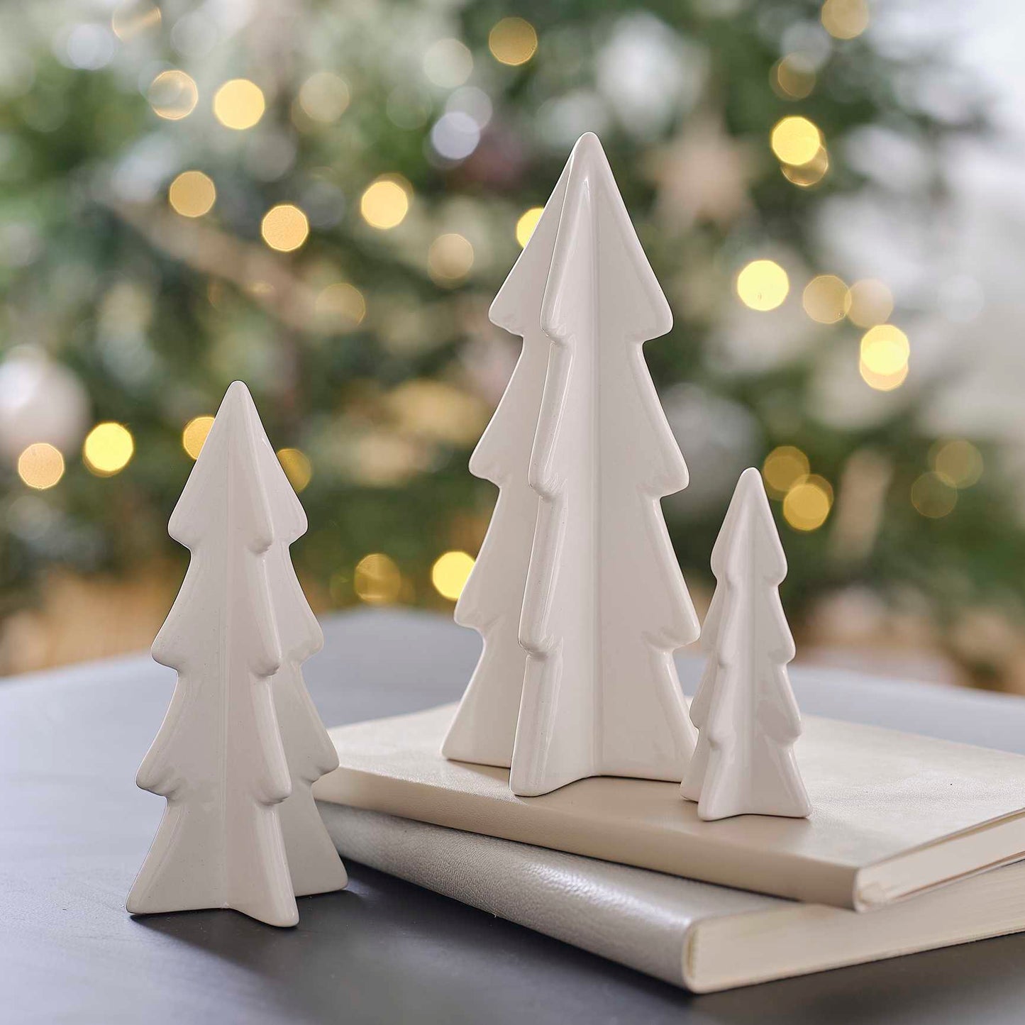 White Ceramic Christmas Treet Table Decor - Christmas party decorations and tableware from Party & Pout Australia