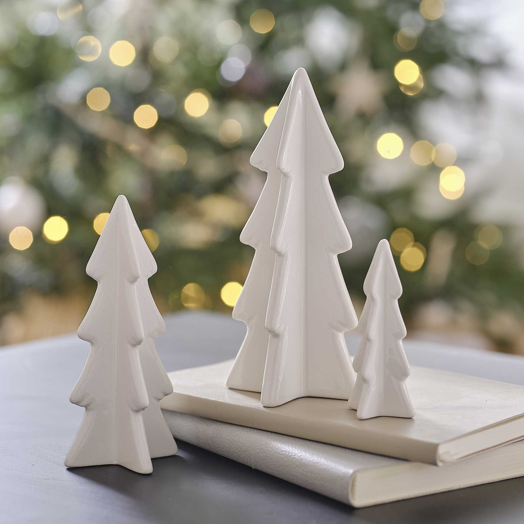 White Ceramic Christmas Treet Table Decor - Christmas party decorations and tableware from Party & Pout Australia