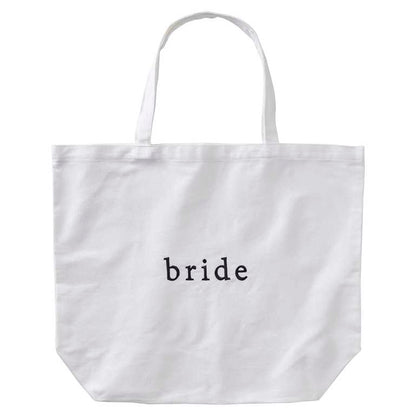 reusable bridal canvas bag with “Bride” embroidery for wedding day essentials