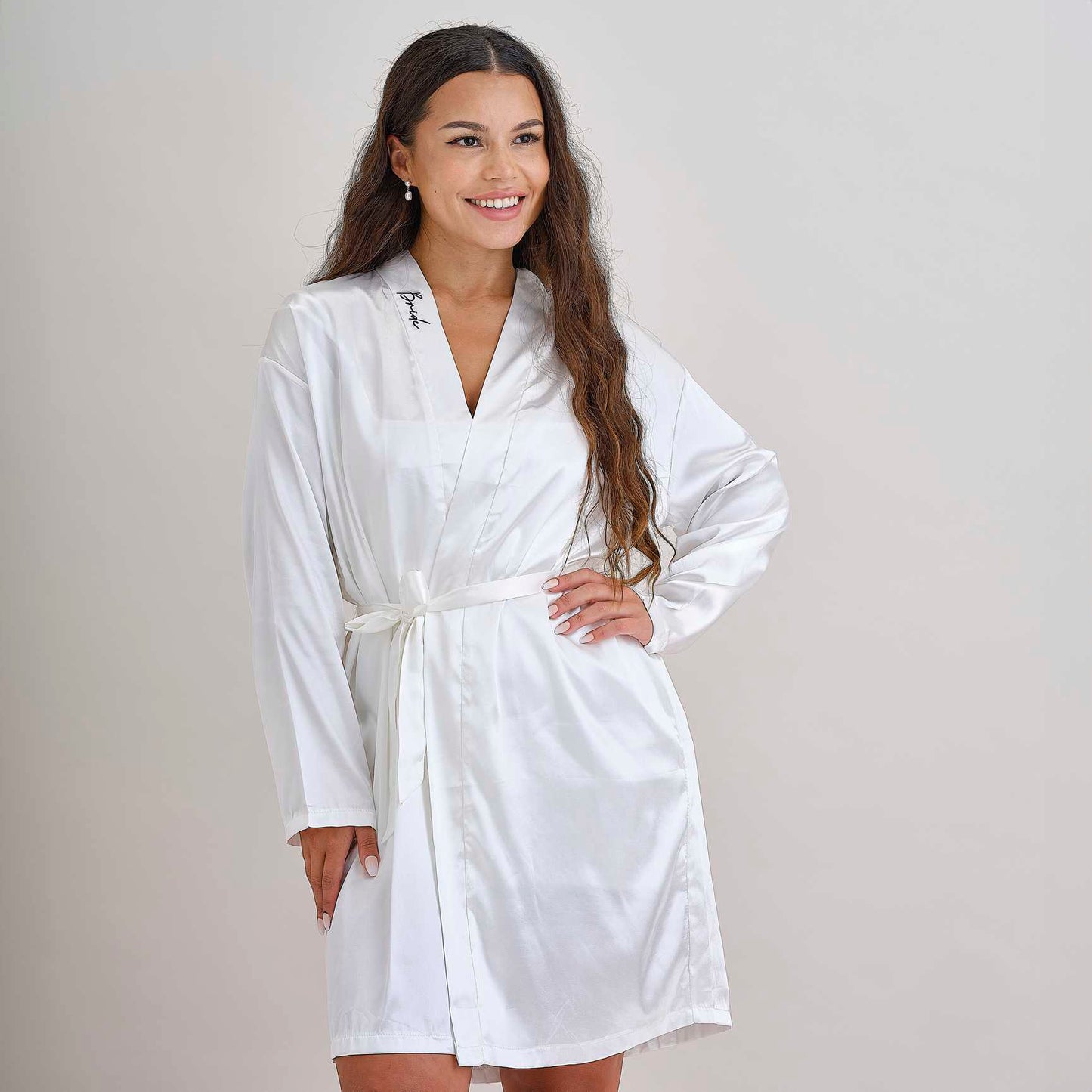 soft satin bride robe for hen party and bridal shower