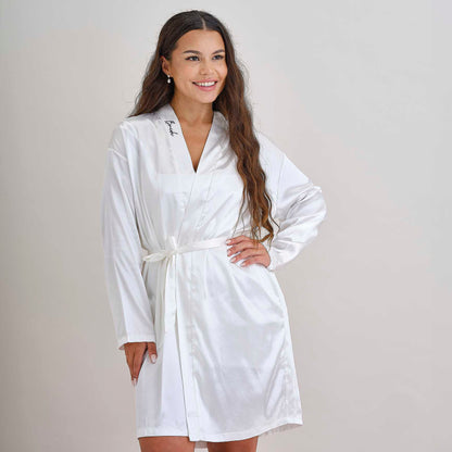 soft satin bride robe for hen party and bridal shower
