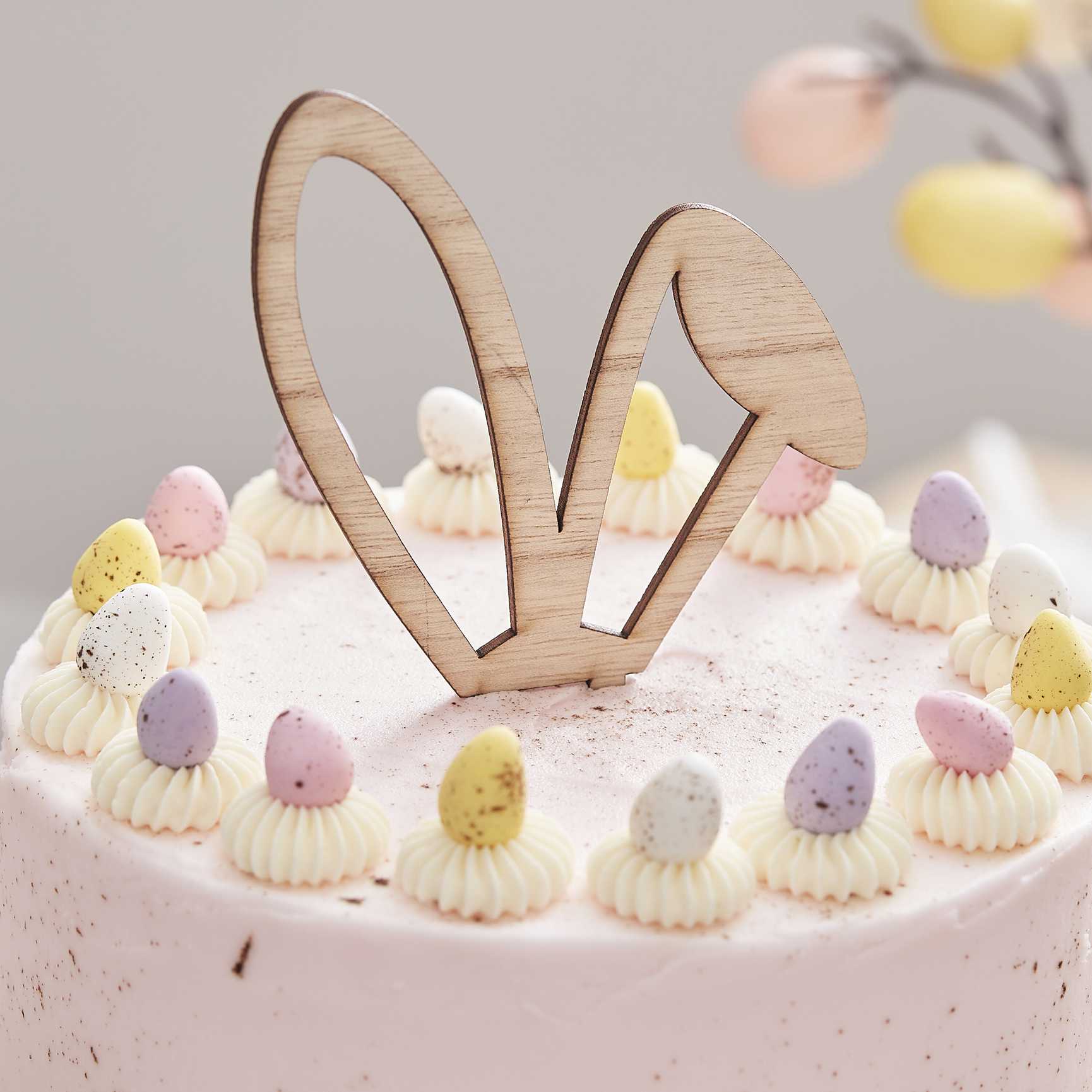 Wooden Easter Bunny Ears Cake Topper - cake toppers and dessert table decorations from Party & Pout Australia