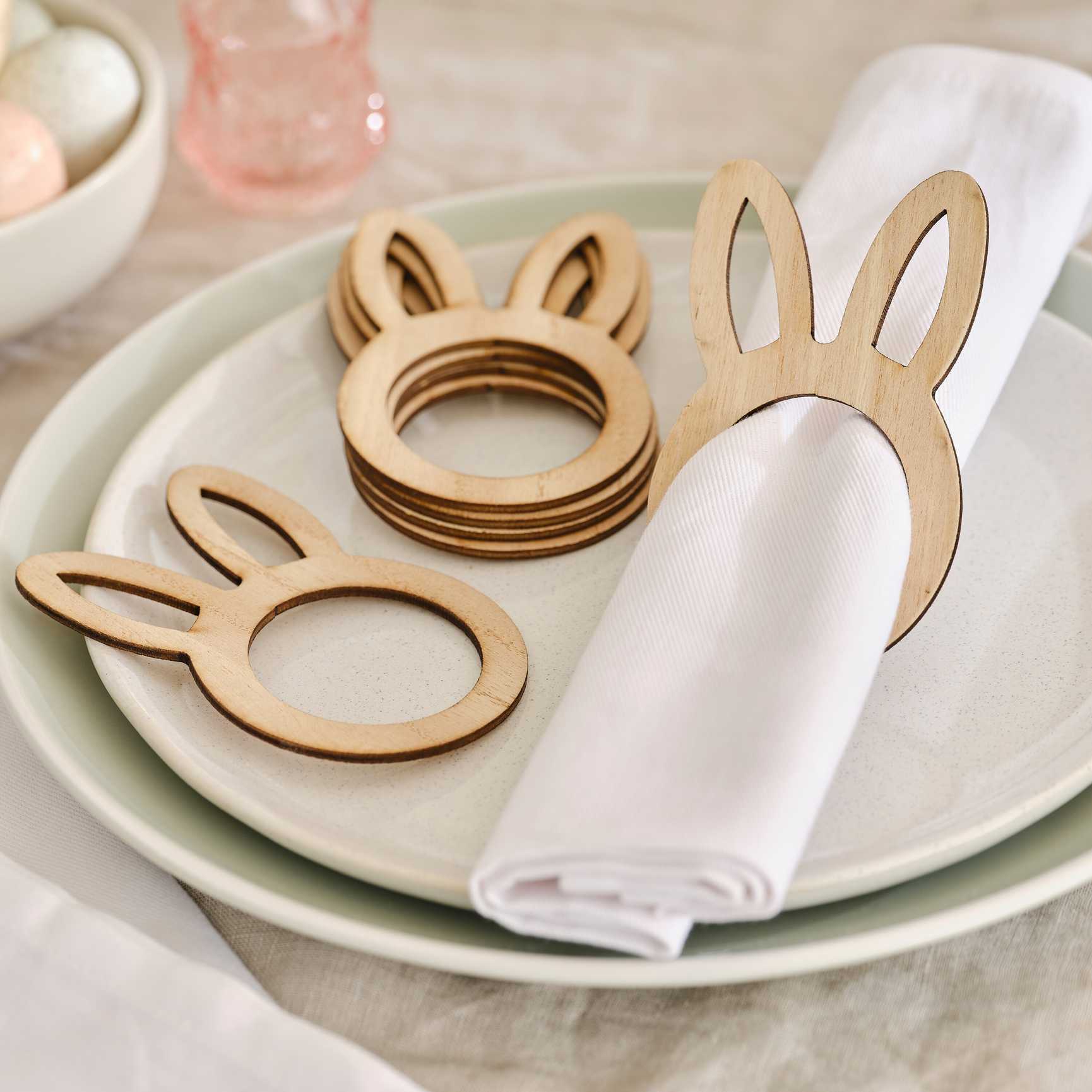 Wooden Easter Bunny Napkin Ring Holders - party supplies and decorations from Party & Pout Australia