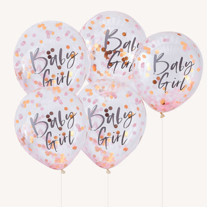 pink confetti filled latex balloons baby shower girl decorations