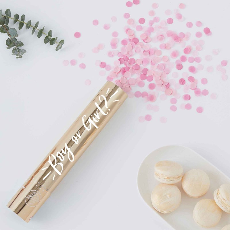 Boy Or Girl Pink Confetti Gender Reveal Party Cannon - party supplies and decorations from Party & Pout Australia