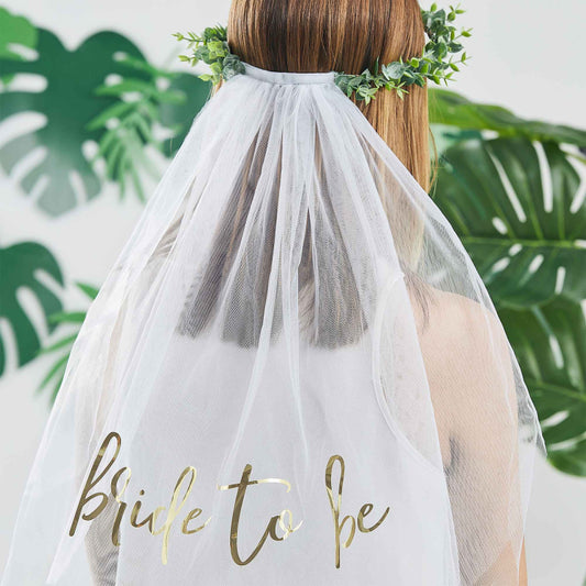 Greenery Foilage Bride To Be Veil Headband - party supplies and decorations from Party & Pout Australia