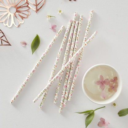Ditsy Floral Flower Paper Party Straws Pk 25 - party supplies and decorations from Party & Pout Australia