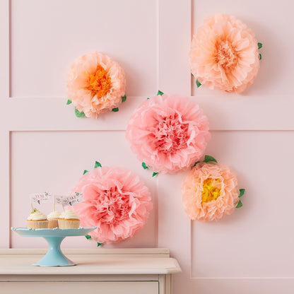 Let's Par Tea Flower Tissue Paper Pom Poms - party supplies and decorations from Party & Pout Australia
