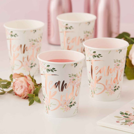 Floral Team Bride Bridal Shower Paper Party Cups - party cups and drinkware from Party & Pout Australia