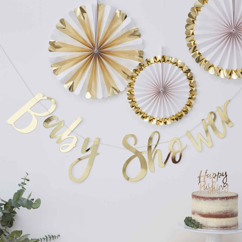 Gold Baby Shower Bunting Banner Decoration - party supplies and decorations from Party & Pout Australia