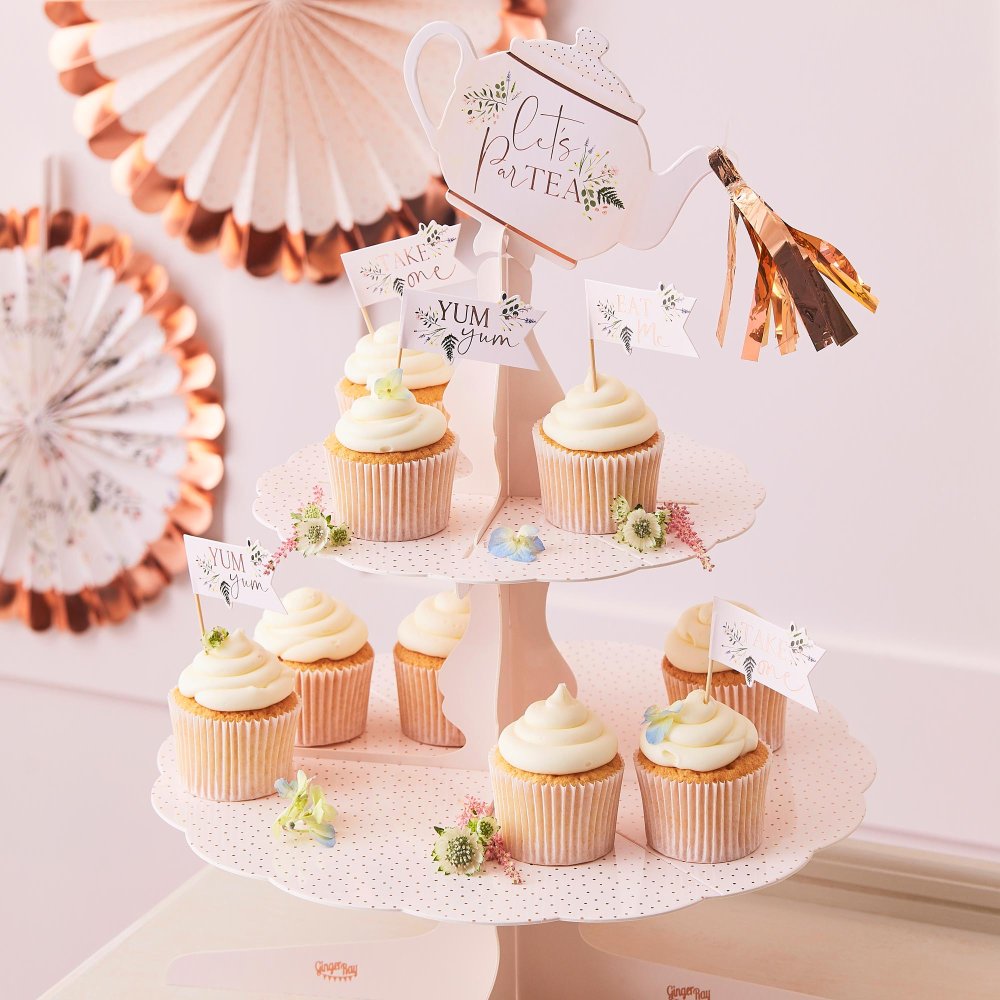 Let's Par Tea Floral Cupcake Holder Stand - party cups and drinkware from Party & Pout Australia