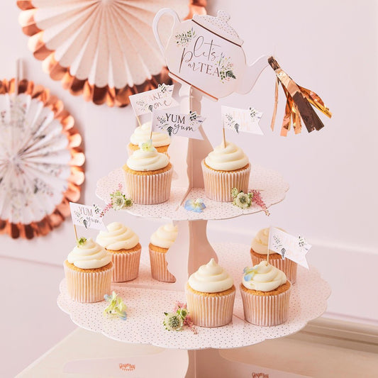 Let's Par Tea Floral Cupcake Holder Stand - party cups and drinkware from Party & Pout Australia
