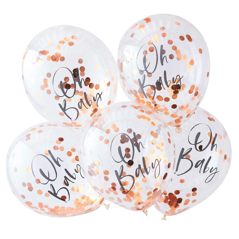 metallic rose gold confetti balloons oh baby print newborn shower balloons