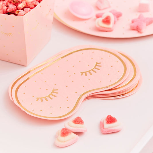 Pamper Party Eye Mask Pink & Gold Paper Napkin Serviettes - party napkins and serviettes from Party & Pout Australia