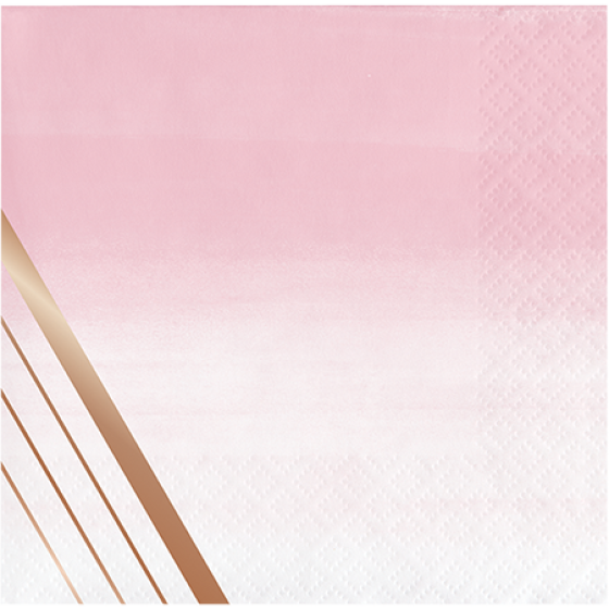 Pastel Pink & Rose Gold Geometric Stripe Paper Party Napkins Serviettes - party napkins and serviettes from Party & Pout A...