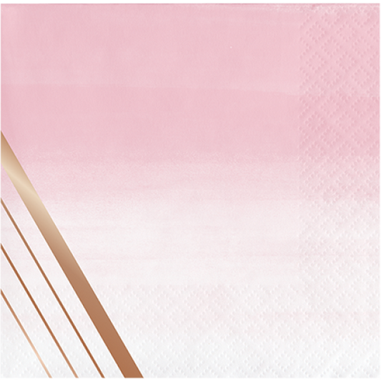 Pastel Pink & Rose Gold Geometric Stripe Paper Party Napkins Serviettes - party napkins and serviettes from Party & Pout A...