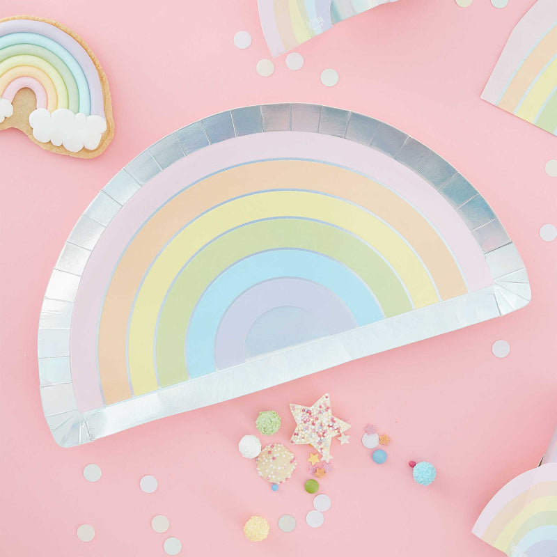 Pastel Rainbow Half Moon Paper Party Plates - party plates and tableware from Party & Pout Australia
